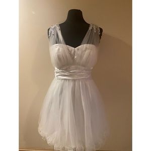White Tulle & Gemstone Mini Dress | Size L